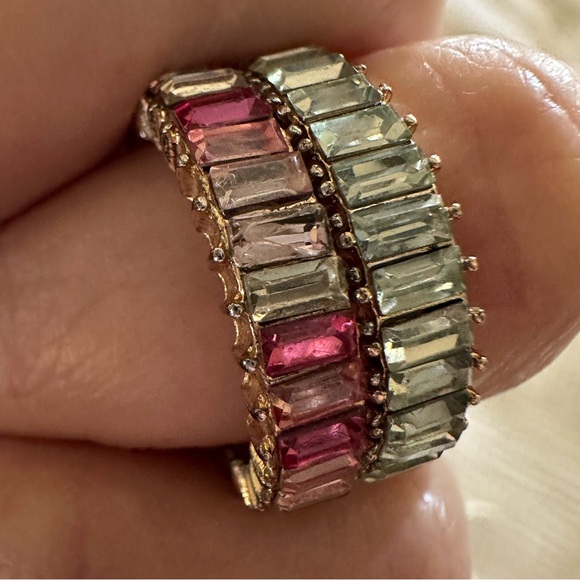 fashion Jewelry - Sale price elegant two band Rings Pink and white Eternity crystal Gemstone